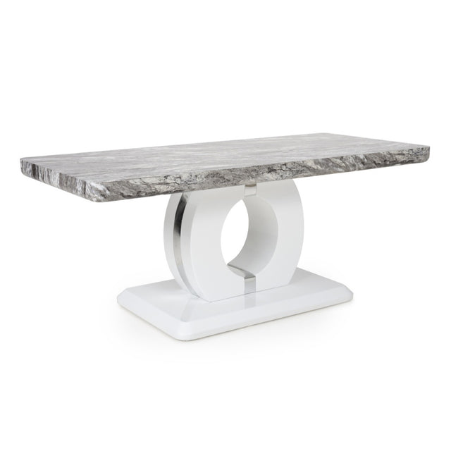 Modern-Rectangular-Grey-Marble-Dining-Table-&-Coffee-Table-Set-With-White-High-Gloss-Base