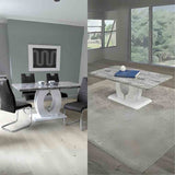 Modern-Rectangular-Grey-Marble-Dining-Table-&-Coffee-Table-Set-With-White-High-Gloss-Base