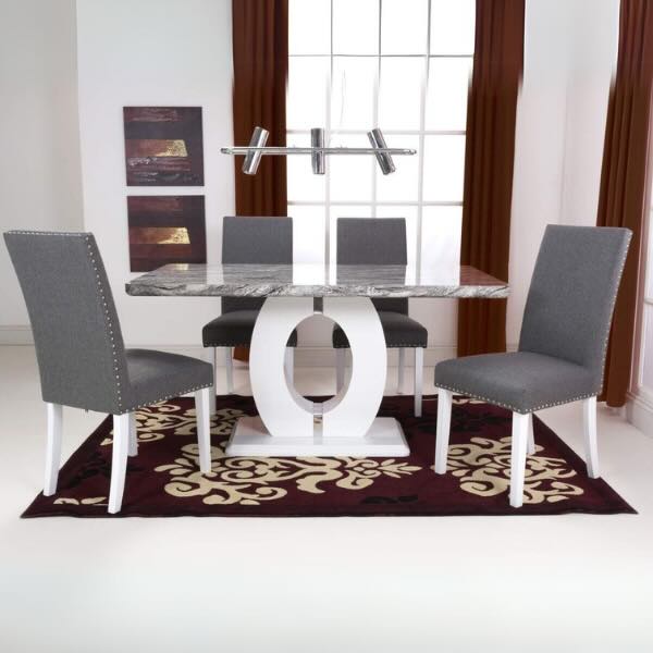 Modern-Rectangular-Grey-Marble-Dining-Table-set-And-4-dark-Grey-Linen-Dining-Chairs-150cm