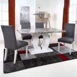 Modern-Rectangular-Grey-Marble-Dining-Table-set-And-4-dark-Grey-Linen-Dining-Chairs-150cm