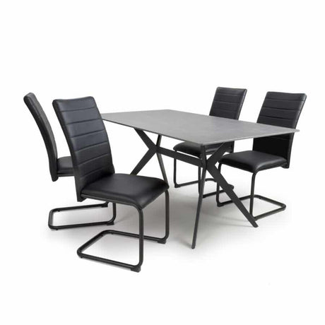 Modern-Rectangular-Grey-Stone-Dining-Table-And-4-Black-Leather-Dining-Chairs-Kitchen-Table-Set-160cm