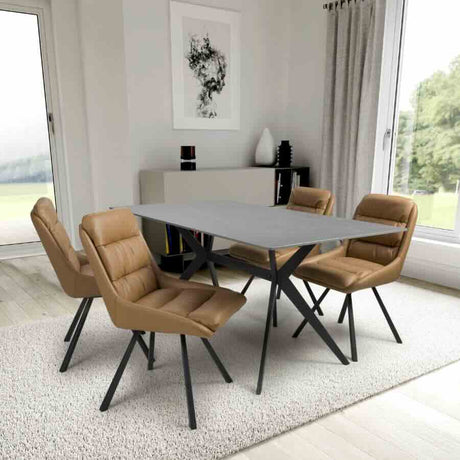 Modern-Rectangular-Grey-Stone-Dining-Table-And-4-Brown-Leather-Padded-Dining-Chairs-Kitchen-Table-Set-160cm