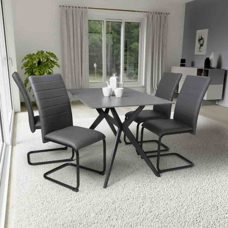 Modern-Grey-Leather-Cantilever-Dining-Chair-Horizontal-Stitched-Black-Metal-Legs-Set-of-2