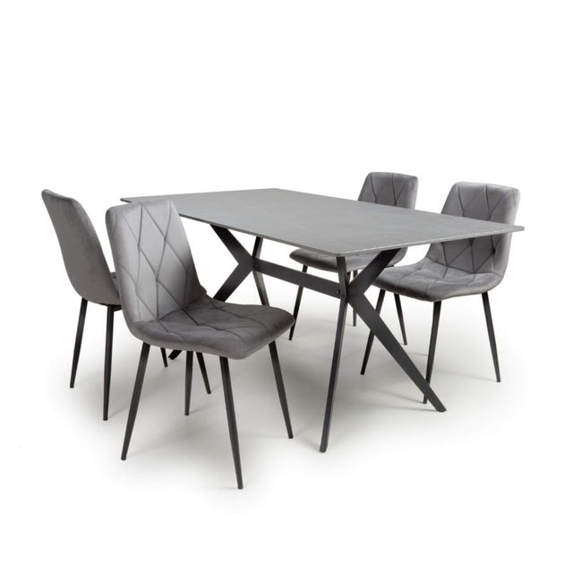 Modern-Rectangular-Grey-Stone-Dining-Table-And-4-Grey-Velvet-Dining-Chairs-Kitchen-Table-Set-160cm