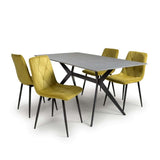 Modern-Rectangular-Grey-Stone-Dining-Table-And-4-Yellow-Velvet-Dining-Chairs-Kitchen-Table-Set-160cm