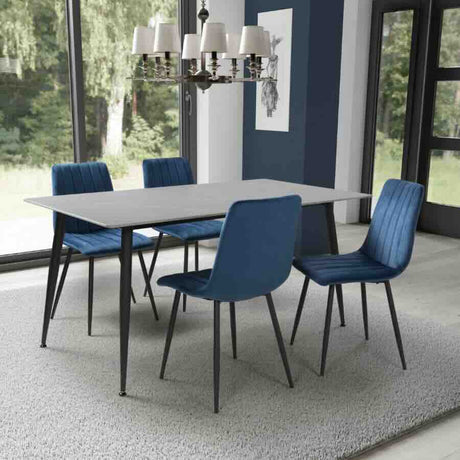 Modern-Rectangular-Grey-Stone-Dining-Table-With-4-Blue-Velvet-Chairs-Kitchen-Table-Set-160cm