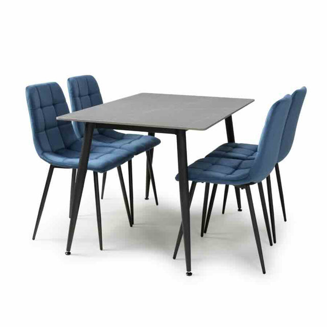 Modern-Rectangular-Grey-Stone-Dining-Table-With-4-Blue-Velvet-Chairs-Kitchen-Table-Set