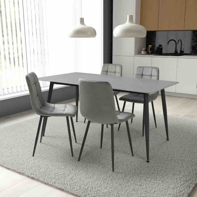 Modern-Rectangular-Grey-Stone-Dining-Table-With-4-Grey-Velvet-Chairs-Kitchen-Table-Set-160cm