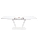 Modern-Rectangular-Matte-White-Glass-Top-Extending-Dining-Table