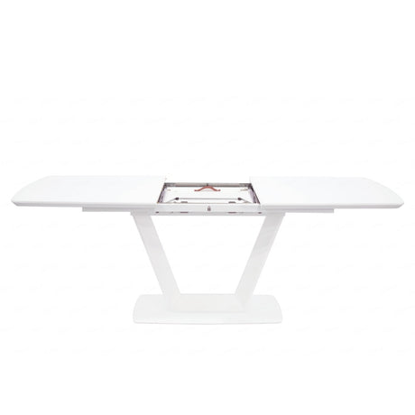 Modern-Rectangular-Matte-White-Glass-Top-Extending-Dining-Table