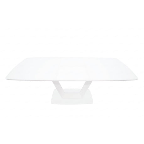 Modern-Rectangular-Matte-White-Glass-Top-Extending-Dining-Table