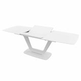 Wilmslow Modern 6-8 Seater Rectangular White Glass Extending Dining Table With Pedestal Base