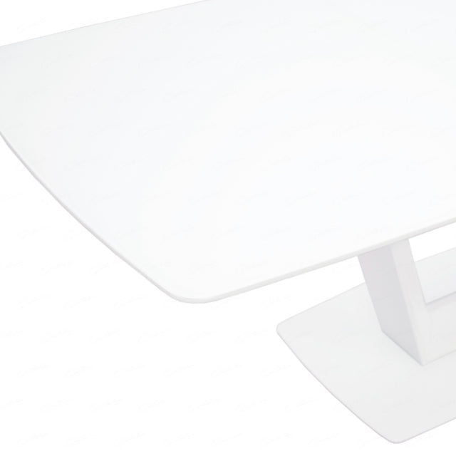 Modern-Rectangular-Matte-White-Glass-Top-Extending-Dining-Table