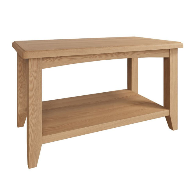 Jameson Rustic Rectangular Oak Wood Coffee Table With Shelf