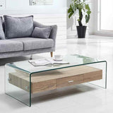 Modern-Rectangular-Tempered-Glass-Coffee-Table-With-Oak-Wood-Drawer-110cm