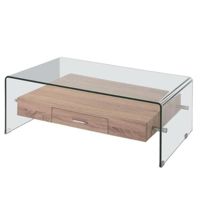 Modern-Rectangular-Tempered-Glass-Coffee-Table-With-Oak-Wood-Drawer-110cm