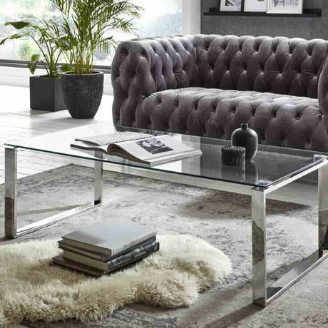 Modern-Rectangular-Tempered-Glass-Coffee-Table-With-Stainless-Steel-Legs-100cm