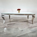 Modern-Rectangular-White-Glass-Coffee-Table-with-chrome-frame-130cm