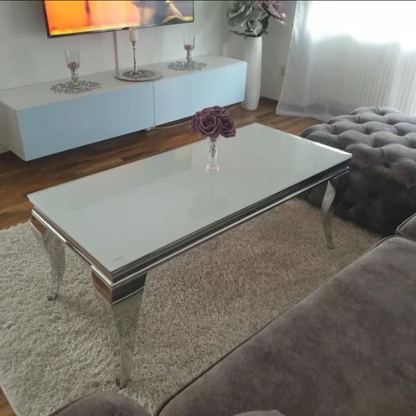 Modern-Rectangular-White-Glass-Coffee-Table-with-chrome-frame-130cm