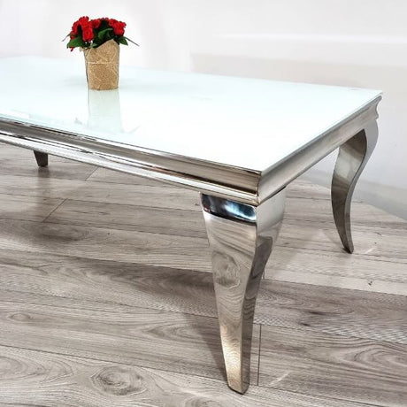 Modern-Rectangular-White-Glass-Coffee-Table-with-chrome-frame-130cm