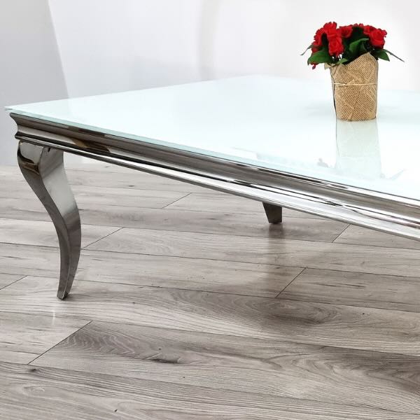 Modern-Rectangular-White-Glass-Coffee-Table-with-chrome-frame-130cm