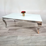 Modern-Rectangular-White-Glass-Coffee-Table-with-chrome-frame-130cm