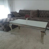 Modern-Rectangular-White-Glass-Coffee-Table-with-chrome-frame-130cm