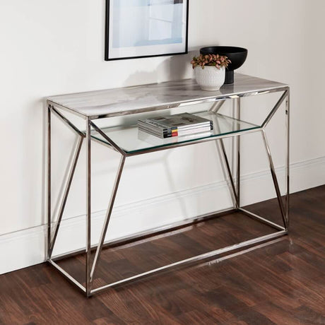 Modern-Rectangular-White-Glass-Marble-Console-Table-With-Glass-Shelf-_-Metal-Base-120cm