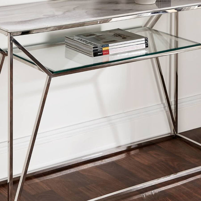 Modern-Rectangular-White-Glass-Marble-Console-Table-With-Glass-Shelf-_-Metal-Base-120cm