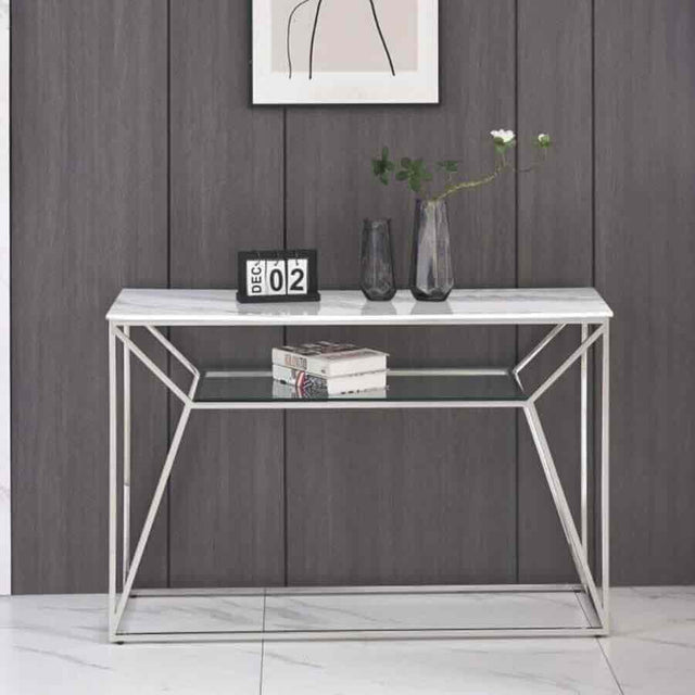 Modern-Rectangular-White-Glass-Marble-Console-Table-With-Glass-Shelf-_-Metal-Base-120cm