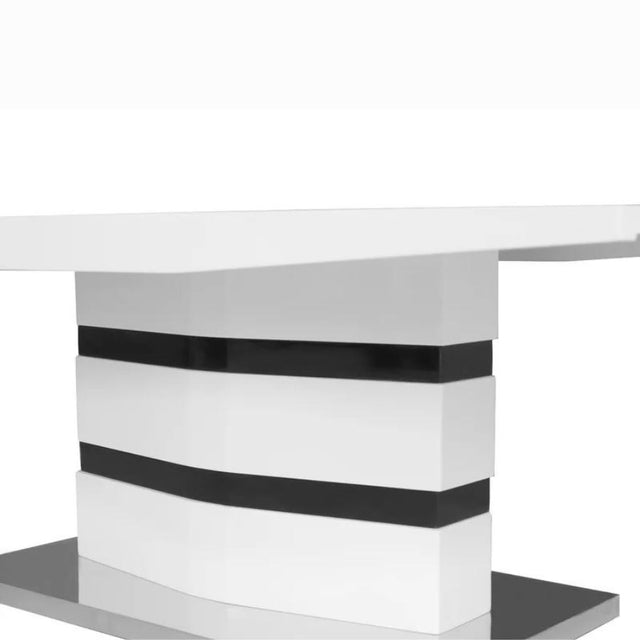 Modern-Rectangular-White-High-Gloss-Coffee-Table-With-White-Pedestal-Base-Black-Detailing-120cm