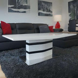 Modern-Rectangular-White-High-Gloss-Coffee-Table-With-White-Pedestal-Base-Black-Detailing-120cm