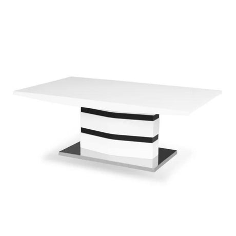 Modern-Rectangular-White-High-Gloss-Coffee-Table-With-White-Pedestal-Base-Black-Detailing-120cm