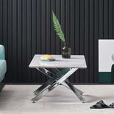 Modern-Rectangular-White-Marble-Coffee-Table-With-Chrome-Metal-Cross-Over-Base-100cm