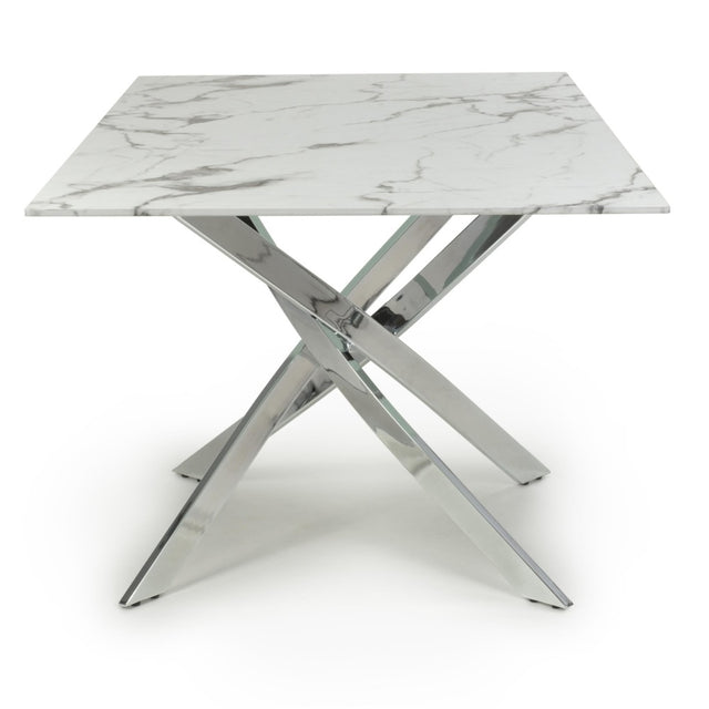 Aurelia Modern Rectangular White Marble Dining Table 160cm