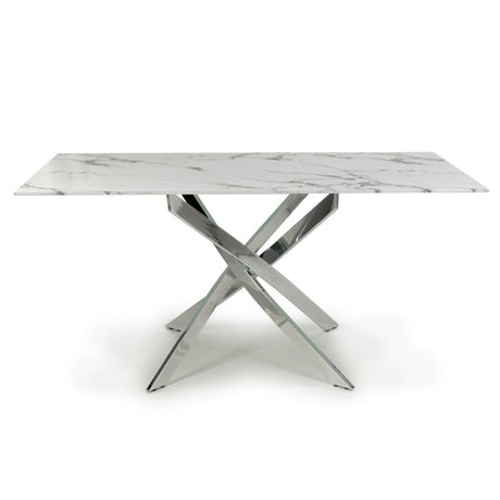 Aurelia Modern Rectangular White Marble Dining Table 160cm