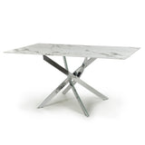 Aurelia Modern Rectangular White Marble Dining Table 160cm