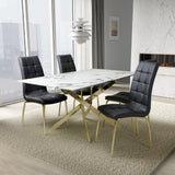 Aurelia Modern Rectangular White Marble Dining Table 160cm Gold Base