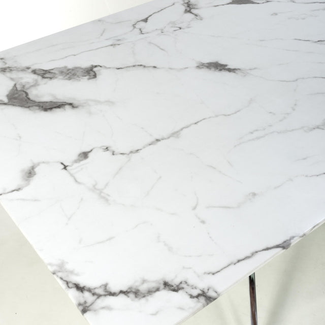 Aurelia Modern Rectangular White Marble Dining Table 160cm Gold Base