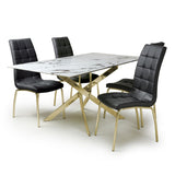 Aurelia Modern Rectangular White Marble Dining Table 160cm Gold Base