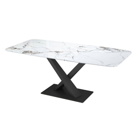 Modern-Rectangular-White-Sintered-Stone-Marble-6-Seater-Dining-Table-Black-Metal-Pedestal-Crossover-Base-160cm