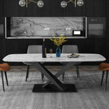 Modern-Rectangular-White-Sintered-Stone-Marble-6-Seater-Dining-Table-Black-Metal-Pedestal-Crossover-Base-160cm