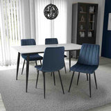 Modern-Rectangular-White-Stone-Dining-Table-With-4-Blue-Velvet-Chairs-Kitchen-Table-Set-160cm