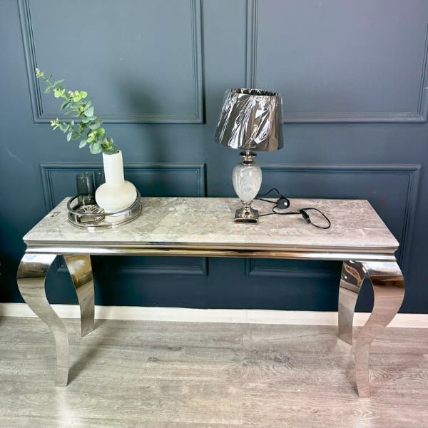 Modern-Rectangular-grey-Marble-hallway-Console-Table-140cm-Stainless-Steel-Base