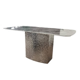 Roma Modern Grey Marble Dining Table With Hammered Metal Base