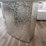 Roma Modern Grey Marble Dining Table With Hammered Metal Base