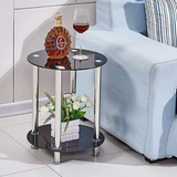 Modern-Round-Black-Glass-Side-Table-With-Stainless-Steel-Base-45cm