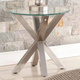 Modern-Round-Glass-Top-Side-Table-With-Brushed-Stainless-Steel-Cross-Over-Base-55cm