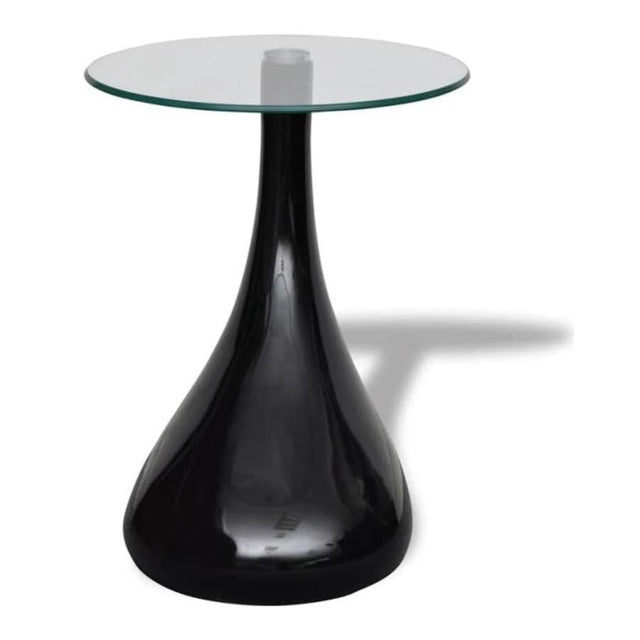 Modern-Round-Glass-Top-Side-Table-With-Tear-Drop-Style-Black-High-Gloss-Base-45cm