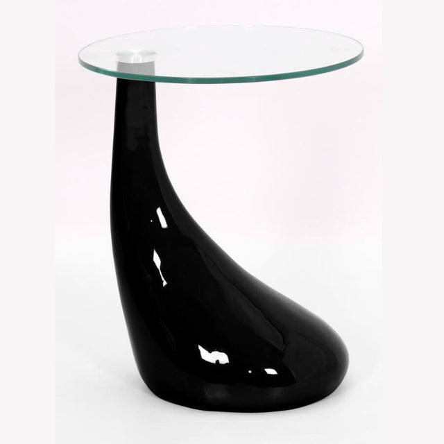 Modern-Round-Glass-Top-Side-Table-With-Tear-Drop-Style-Black-High-Gloss-Base-45cm